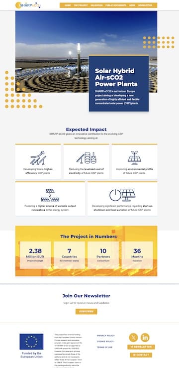 Sharp SCO2 sito statico con rigoroso controllo qualità sul codice, rispondente agli standard di comunicazione e disseminazione richiesti dai progetti europei