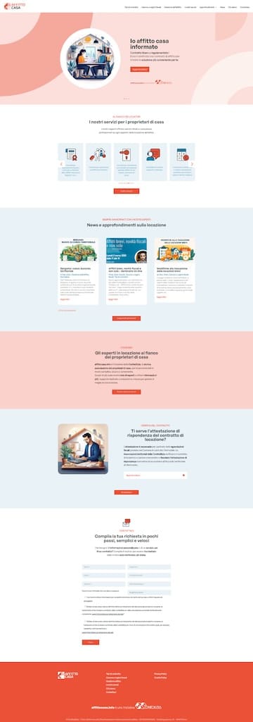AffittoCasa.info è una piattaforma dedicata alla lead generation verso i proprietari di casa che necessitano di consulenza e servizio per la gestione dei contratti di affitto